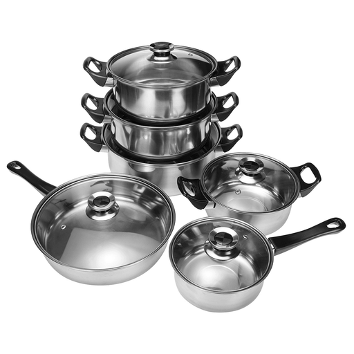 6 Pcs Cookware Set Stainless Steel Pots Frying Pan Outdoor Camping Picnic Kitchen Cooking Set