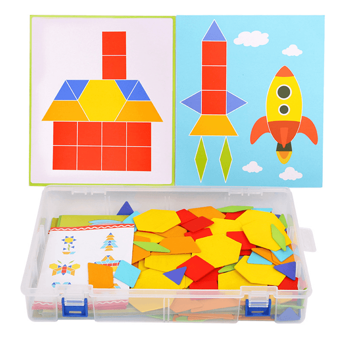 170PCS Wooden IQ Game Jigsaw Early Learning Educational Tangram Puzzle Kid Toy