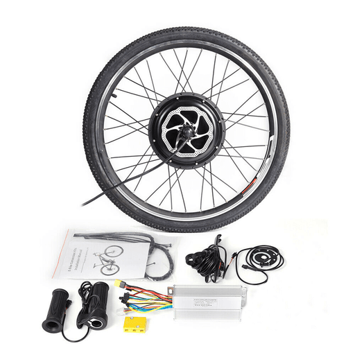 26Inch 48V 1000W E-Bike Accessories Set Rear Wheels Motor Tire Disc Brake Power Cut-Off Brake Lever Storage Bag Twist Throttle Set Outdoor Cycling