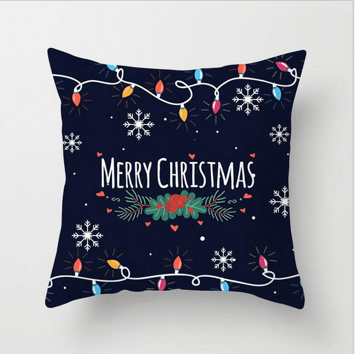 Polyester Black Decor Throw Pillow Case Single-Sided Printing Cartoon Christmas Gift Snowman Santa Claus Deer Cushion Cover