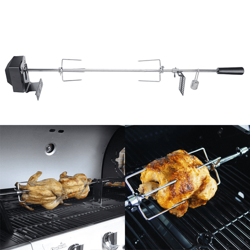 Outdoor BBQ Rotisserie Spit Grill Roaster Rod Chicken Motor Stainless Steel Kit