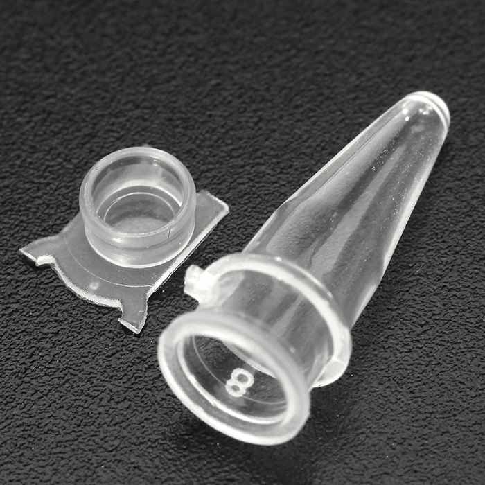 5Pcs Polypropylene PCR Tube Strip Conical Bottom 8-Tube Strip with Flat Caps 8X0.2Ml