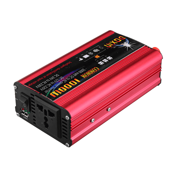 DOXIN® Power Inverter 2000W Peak Modified Sine Wave Converter DC 12V/24V to AC 220V USB Plug Port