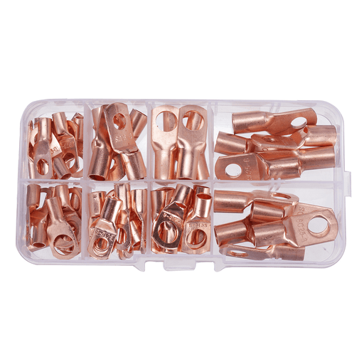 60Pcs Copper Ring Lug Terminal with Box Cable Lugs Crimp Terminals Wire Connector Terminal