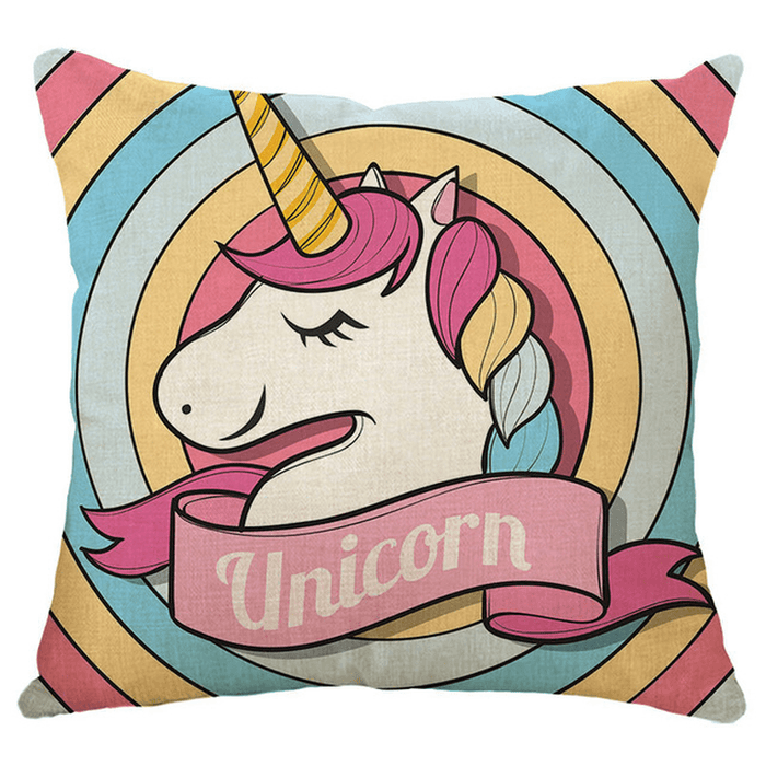 Honana 45X45Cm Home Decoration Cartoon Unicorn Animal Square 12 Optional Patterns Cotton Linen Pillowcases Sofa Cushion Cover Chair Seat