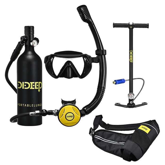 DIDEEP X4000Plus 1L Scuba Diving Cylinder Set Mini Oxygen Tank Respirator Snorkel Tube Anti-Fog Diving Goggles Air Pump