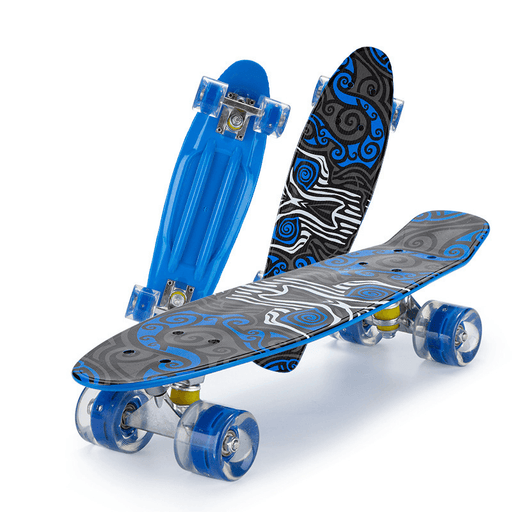 Aluminum PP Plastic Fish Board Flash Wheels Beginner Children Skateboard Silent Flexible Turning for Outdoor