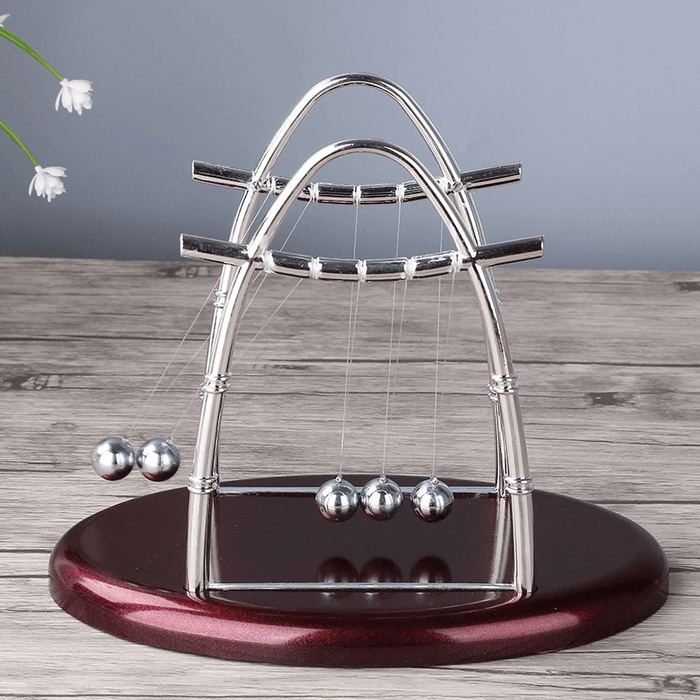 Arc-Shaped Cradle Balance Ball Pendulum Perpetual Motion Instrument Science Toy for Stress Reliever