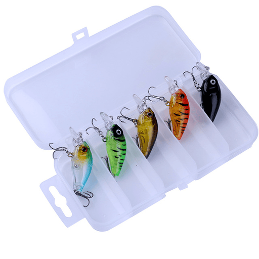 ZANLURE 5 Pcs 4.5Cm Fishing Lures Floating Bait Crank-Bait Fishing Tackle with Storage Box