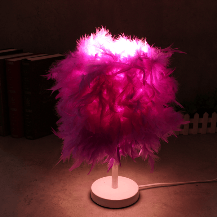 Colorful Feather Shade Table Lamp Bedside Desk Lamp Night Light Home Decor Gifts