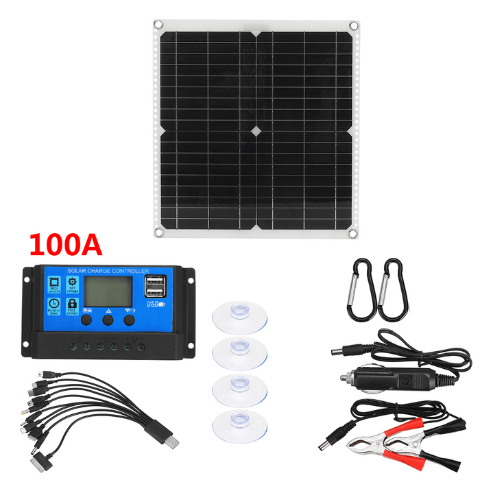 50W Foldable Solar Charging Panel 30-100A LCD Controller Solar Battery Charger Charging Kits