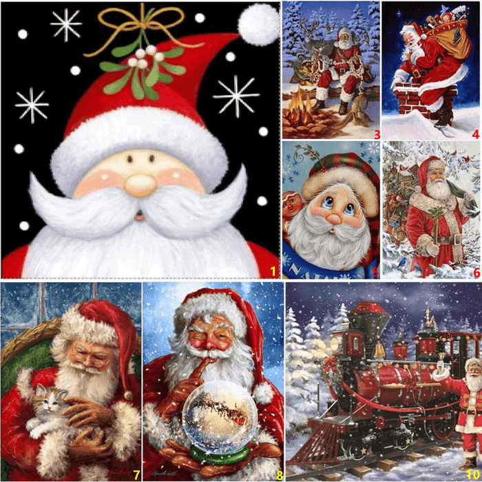 Full Drill Santa Claus DIY 5D Diamond Paintings Cross Stitch Kits Home Decorations