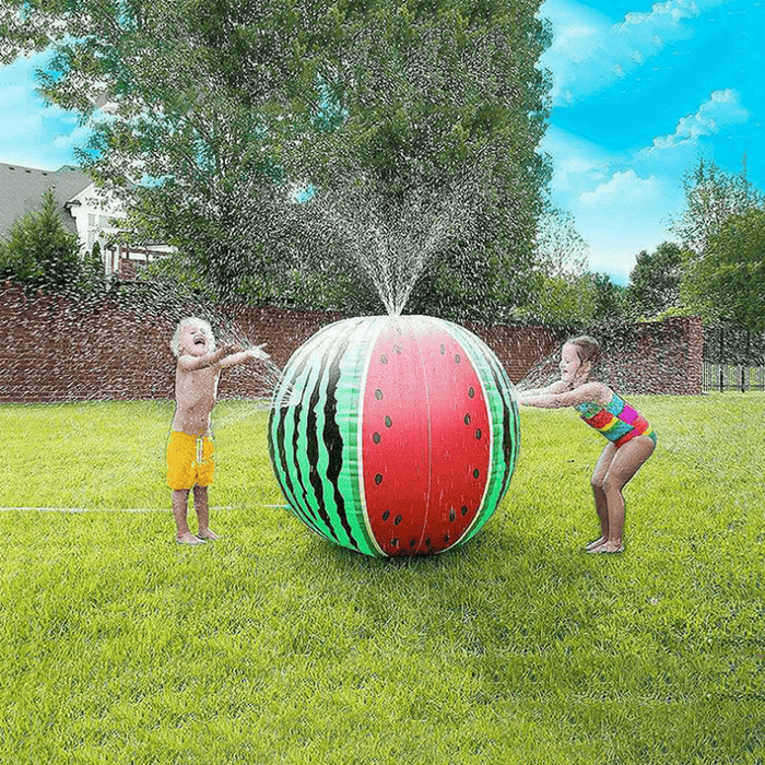 Inflatable PVC Water Spray Ball Watermelon Pattern Outdoor Beach Ball Lawn Water Play Entertainment Toys