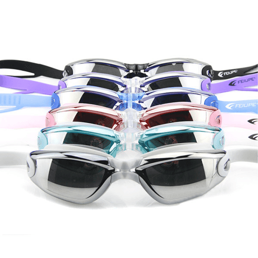 Swimming Goggles with Earplug Waterproof anti Fog Mirrored Large Frame HD Goggles for Men Women