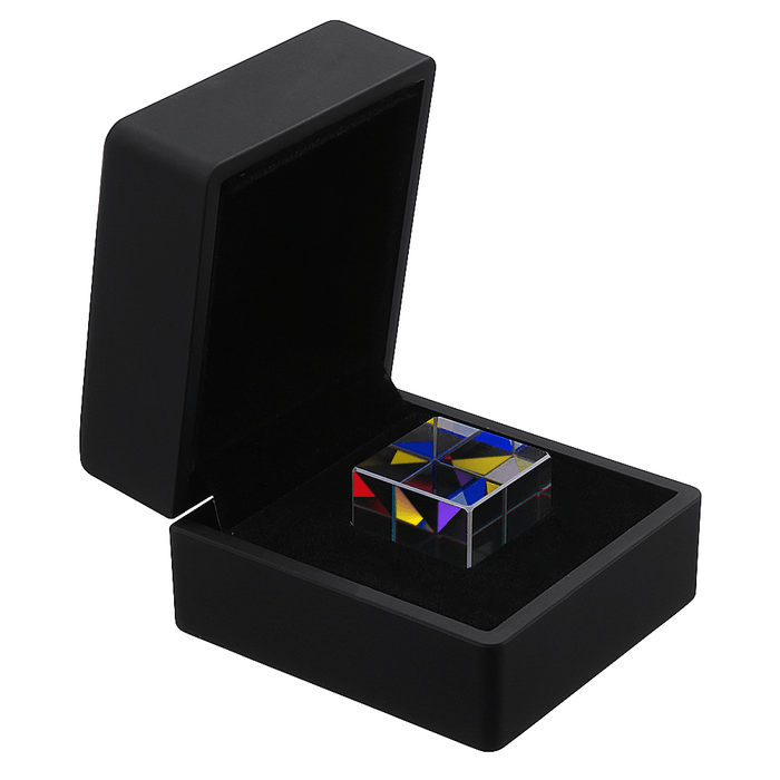 20Mm/23Mm Optical Glass Crystal Combiner Prism X Cube RGB Dispersion Splitter W/ Blue Shinning Box