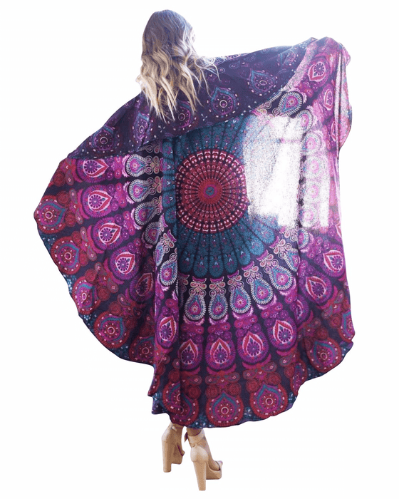 Honana WX-16 150Cm Bohemian Style Thin Chiffon Beach Shawl Mat Mandala round Silk Scarf Bed Sheet Tapestry