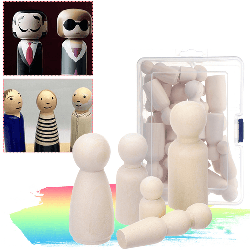 40 Pcs DIY Wooden Dolls Unfinished Painted Family People Wedding Craft Kids Decoration Children Arts Craft