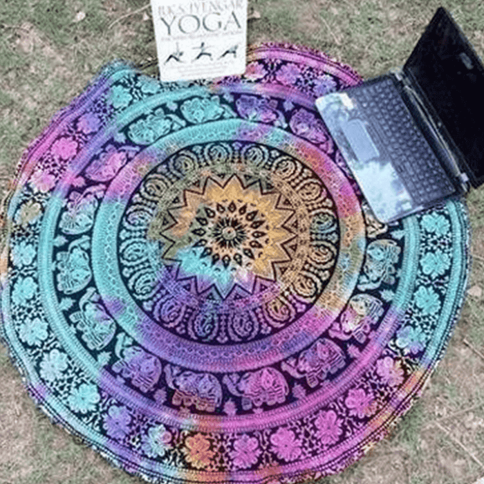 Honana WX-16 150Cm Bohemian Style Thin Chiffon Beach Shawl Mat Mandala round Silk Scarf Bed Sheet Tapestry