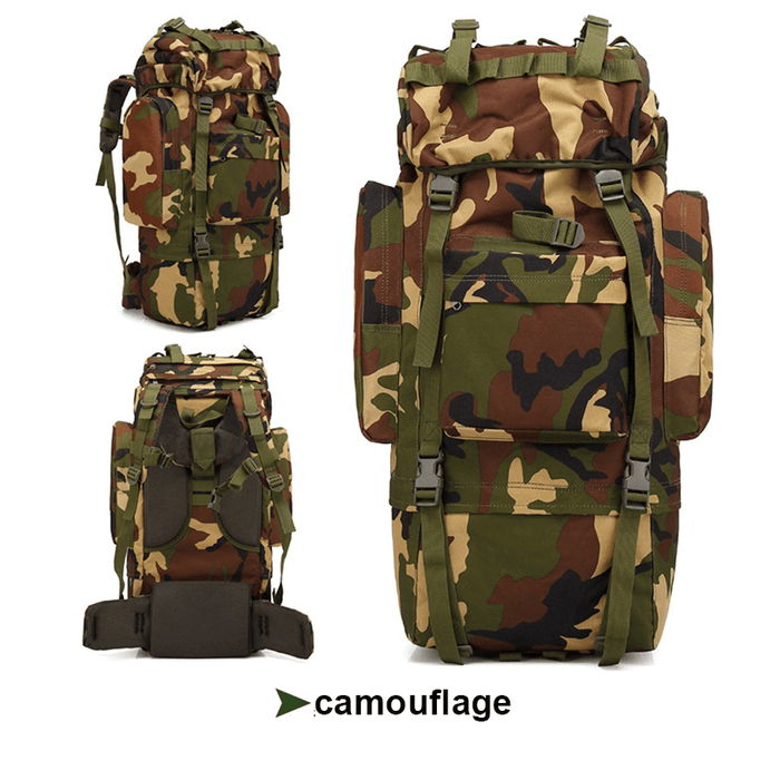 65L Outdoor Tactical Molle Backpack Rucksack Waterproof 900D Nylon Shoulder Bag Camping Hiking Trekking