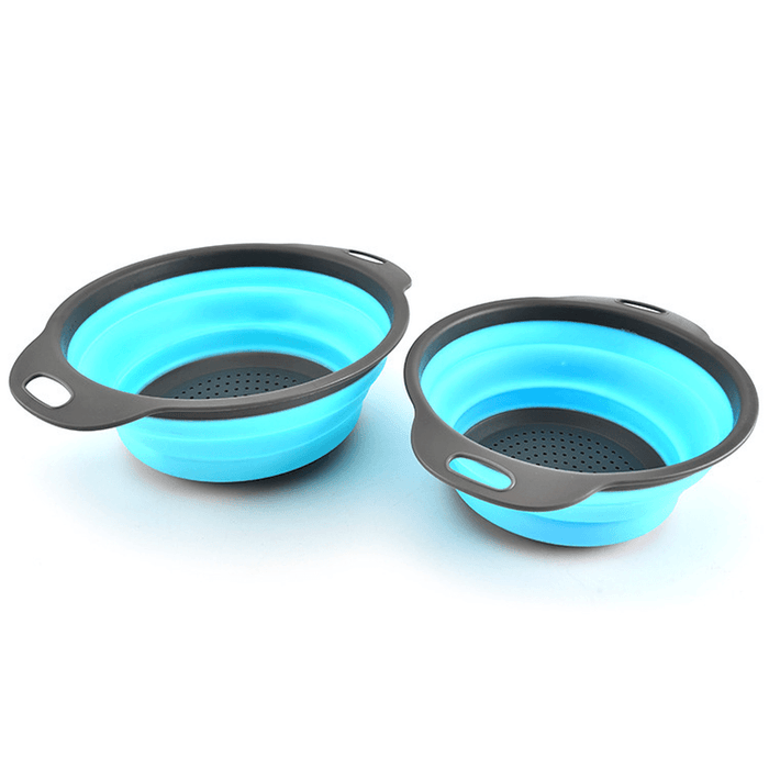 Ipree® 2Pcs/Set Silicone Folding Drain Baskets Retractable Colander Camping Picnic Storage Gadgets