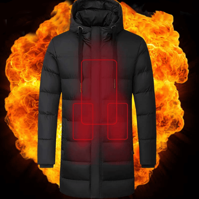 TENGOO Intelligent Temperature Control Jacket Long Section USB Rechargeable Waterproof Windproof Winter Coats