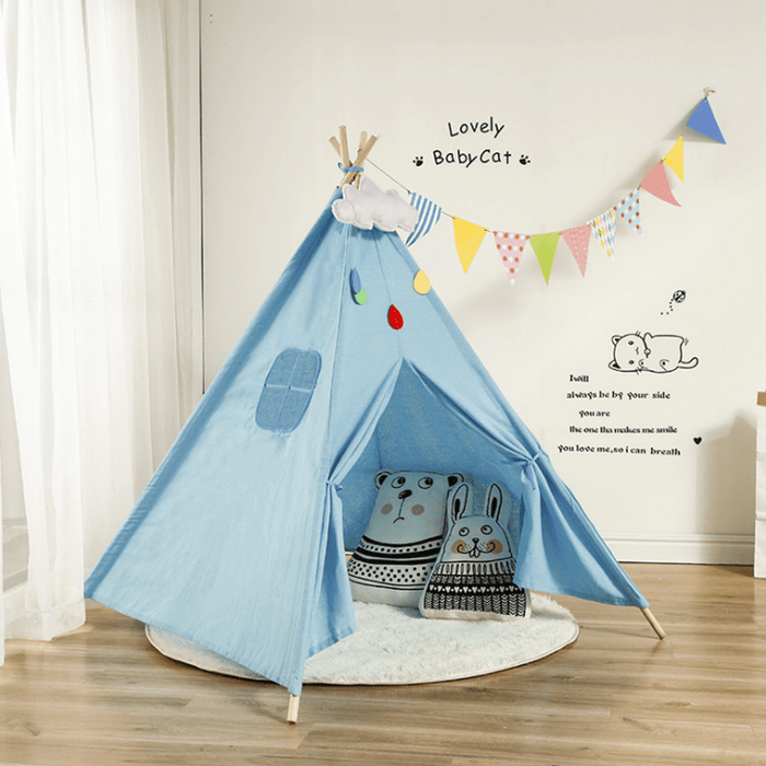 1.6/1.8M Kids Play Tents Cotton Canva Folding Indoor Outdoor Playhouse Triangle Indian Children Baby Game Funny House Wigwam Camping Tent