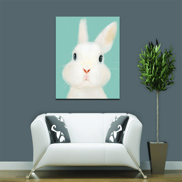 Miico Hand Painted Oil Paintings Cartoon Rabbit Paintings Wall Art for Home Decoration