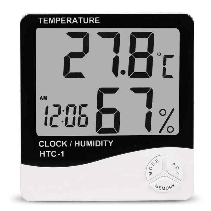 HTC-1 Digital LCD Electronic Alarm Clock Thermometer Hygrometer Weather Station Indoor Room Table