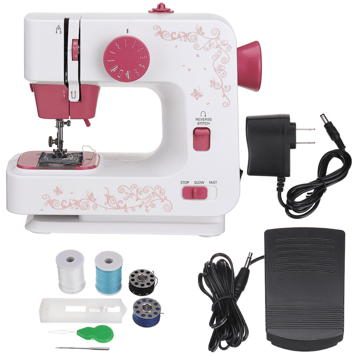 Electric Portable Sewing Machine 12 Stitches Household DIY 2 Speed Foot Pedal