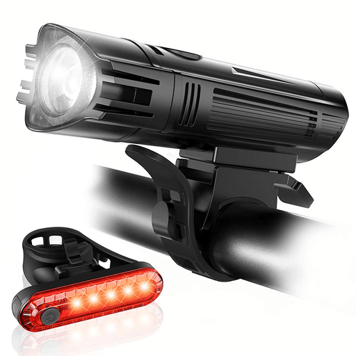 T6 Bike Light Set 650LM Ultra Bright IPX4 1300Mah 4 Modes USB Rechargeable Bike Front Light 5 LED Tail Light