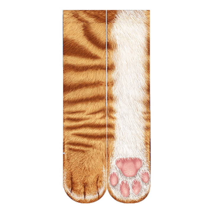 Creative 3D Print Adult Animal Paw Socks Unisex Crew Cat Long Tube Stocks Elastic Breathable Sock Dog Tiger Zebra Pig Cat Paw