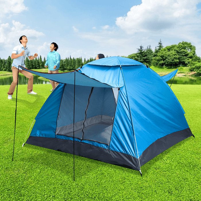 3-4 Person Automatic Camping Tent Portable Waterproof Sunshade Canopy Beach Travel with Moisture-Proof Mat