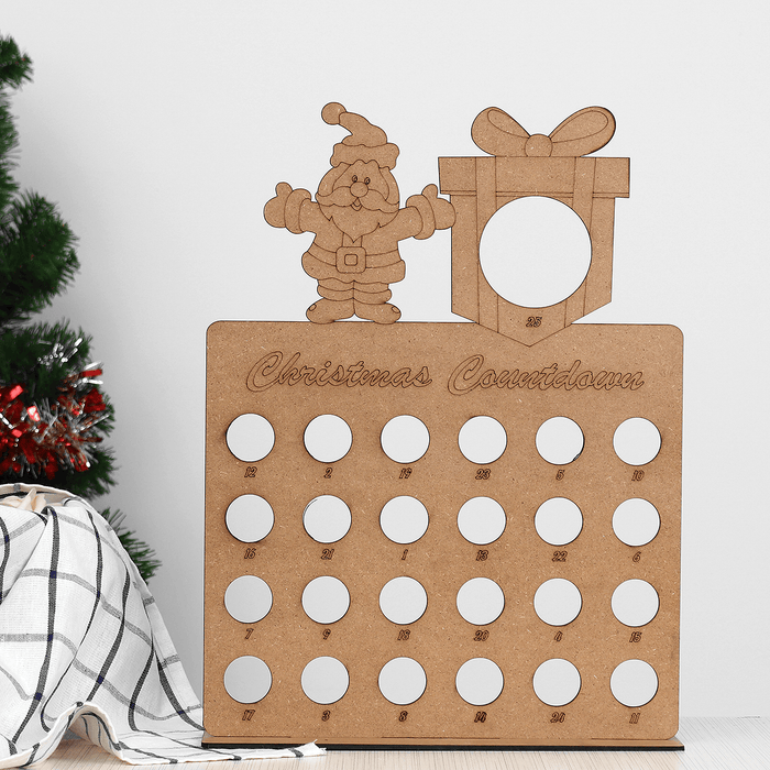 Wooden Christmas Advent Calendar Christmas Claus Decoration Fits 25 Circular Chocolates Candy Stand Rack