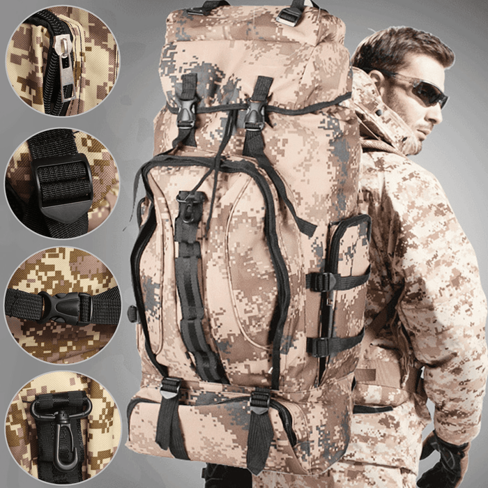 80L Outdoor Tactical Bag Climbing Backpack Waterproof Sports Travel Hiking Camping Rucksack