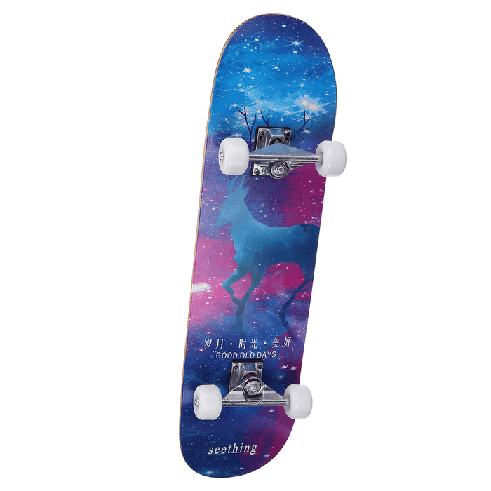 SGODDE 31'' Skateboards 7 Layer Canadian Maple Double Kick Long-Board for Kids Youths Beginners