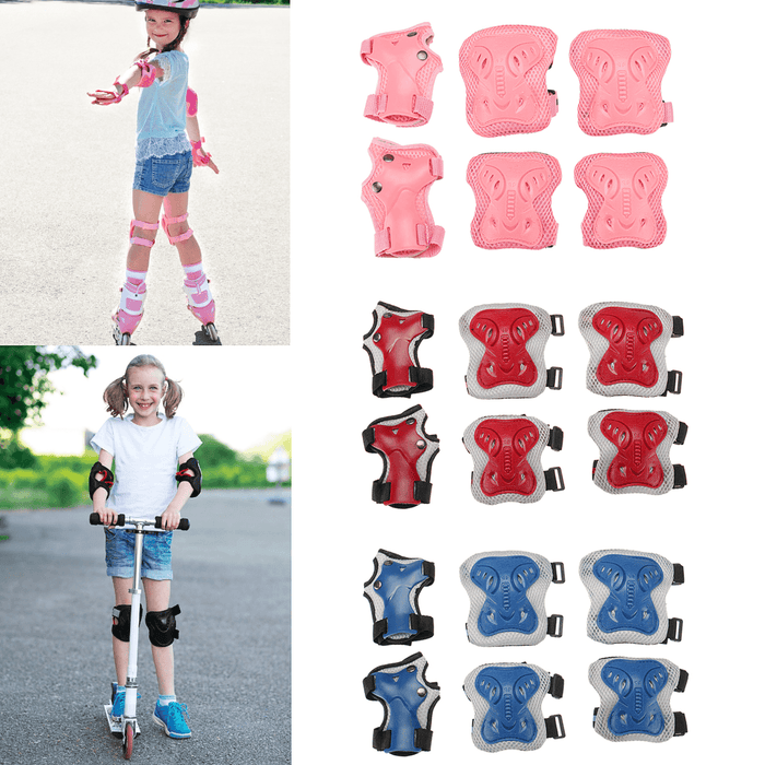 6PCS/ Set Adult Children Knee/Elbow/Wrist Pads Protective Gears for Skateboard Bicycle Ice Inline Roller Skate Protector Kids Scooter