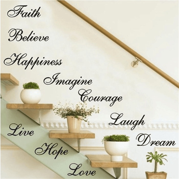 8Pcs Stair Wall Stickers Word Decal Home Mural Decor Art DIY 40X60 Black Letters