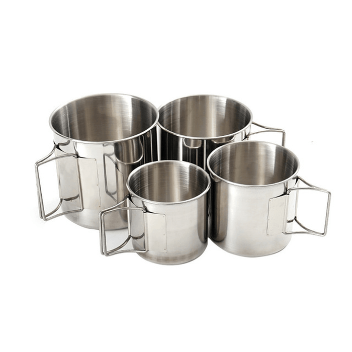 Campleader 4 Pcs Folding Water Cup Set Lightweight 304 Stainless Steel Mug Outdoor Camping Picnic Travel Tableware with Storage Bag