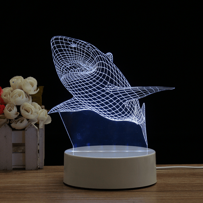 Acrylic Shark Color Changeable 3D LED Touch Control Table Lamp Holiday Gifts Decorations