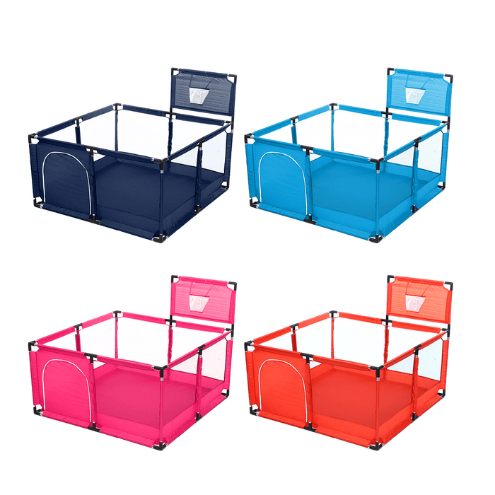 50X30'' Baby Playpen 4 Panel Kid Playhouse Play Center Yard Safety with Basketball Hoop