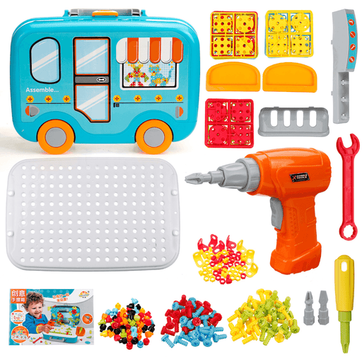 Children Electric Drill Screw Toys DIY Assembly Puzzle Kit Kids Educational Toys Gift