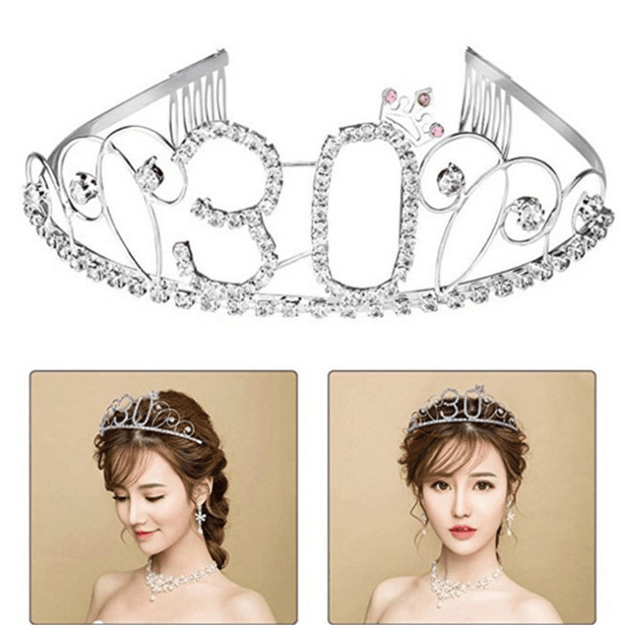 Crystal Birthday Crown Girl Tiara Princess Crown Hair Accessories Happy Birthday Cake Decorations