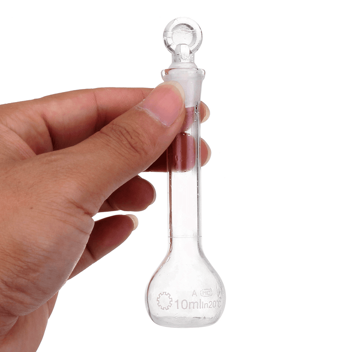 10Ml Clear Glass Volumetric Flask W/ Glass Stopper Lab Chemistry Glassware