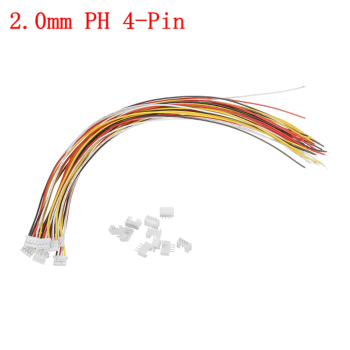 Excellway® 10 Sets Mini JST 2.0Mm PH 4Pin 26AWG Male Female Connector Plug Wire Cables 300Mm