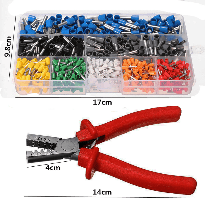 Excellway® EC02 800Pcs Insulated Wire Connector Terminal Cord Pin End Terminal with Crimper Plier