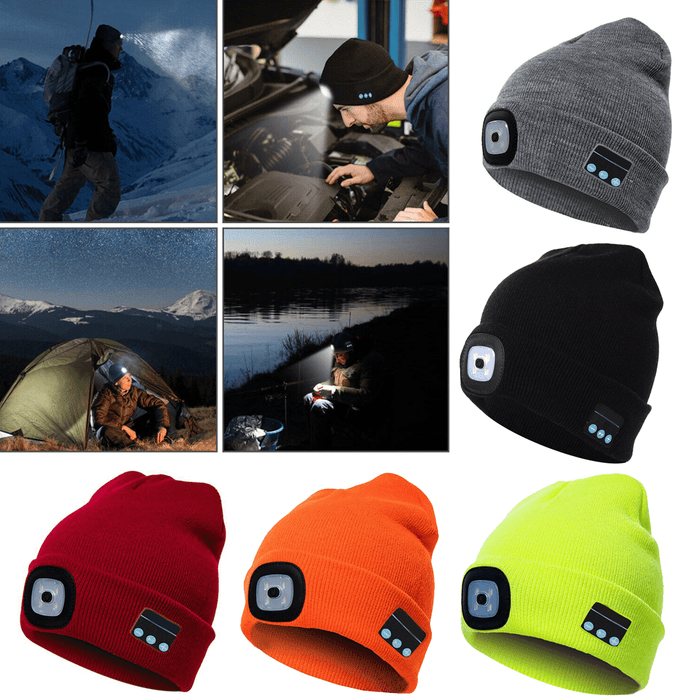 LED Light Wireless Bluetooth Hat Knitted Hat Outdoor Fishing Climbing Hiking Cap