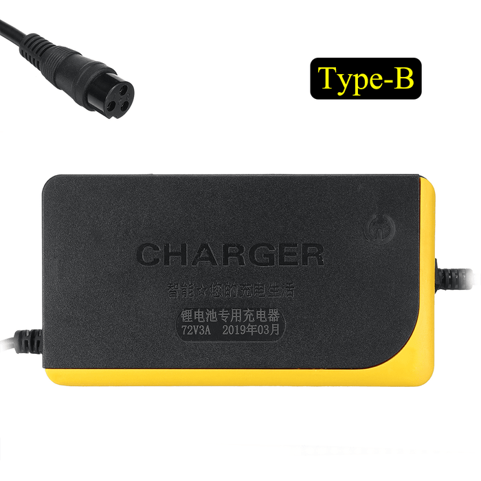 72V 3A Lithium Battery Charger for Electric Bicycle Skateboard E-Bike Scooter