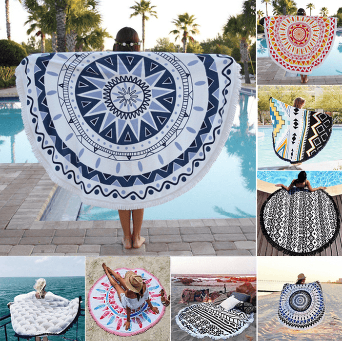 150Cm European Style Thin Polyester Fiber Beach Yoga Towel round Bed Sheet Tapestry Tablecloth