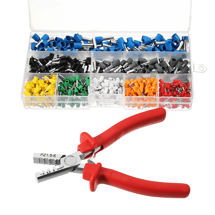 Excellway® EC02 800Pcs Insulated Wire Connector Terminal Cord Pin End Terminal with Crimper Plier