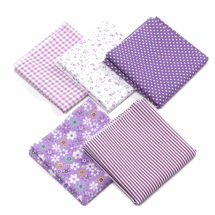 5Pcs/Set 19.7'' Series Fabric Cotton Bundles Fat Quarters Polycotton Material Florals Gingham Spots Non Woven Fabric